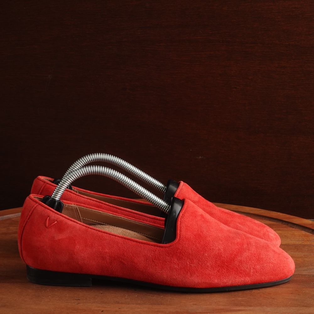 Vionic Loafers Womens SZ 6 Wide Red Willa II Leather Comfort Modern Flat Shoes